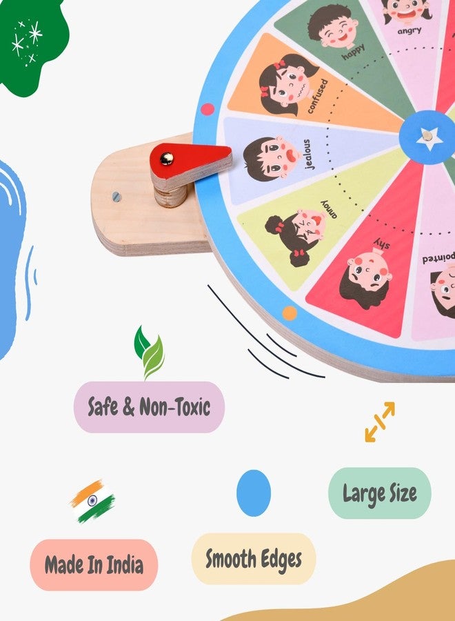 The Funny Mind Emotion Learning Spin Wheel Montessori Wooden Educational Nursery Activity Wall Panel for Preschool, Creche, Daycare, Kids, Toddlers, and Babies 1, 2, 3, 4, 5, 6, 7, 8+ Years - Image 2